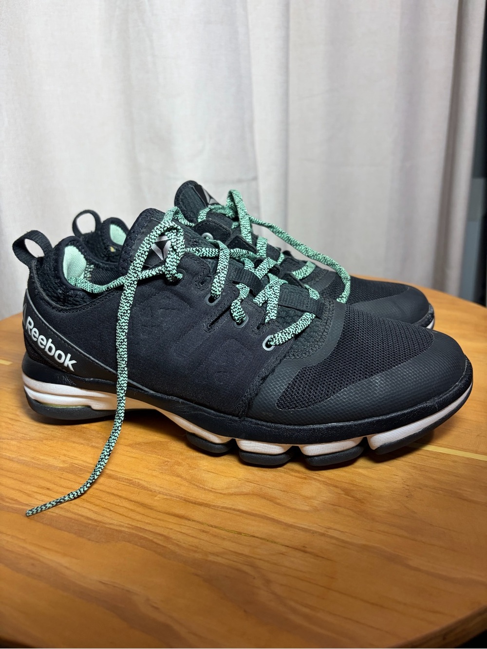 Reebok Black Sneakers with Mint Green Accents